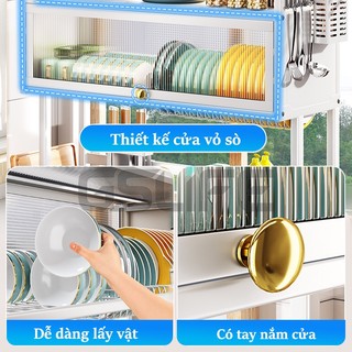 Gslife Kệ Để Chén Đĩa Có Nắp Đậy Thông Minh Trắng Trên Bồn Rửa Bát Thép Carbon Sơn Đen Cao Cấp
