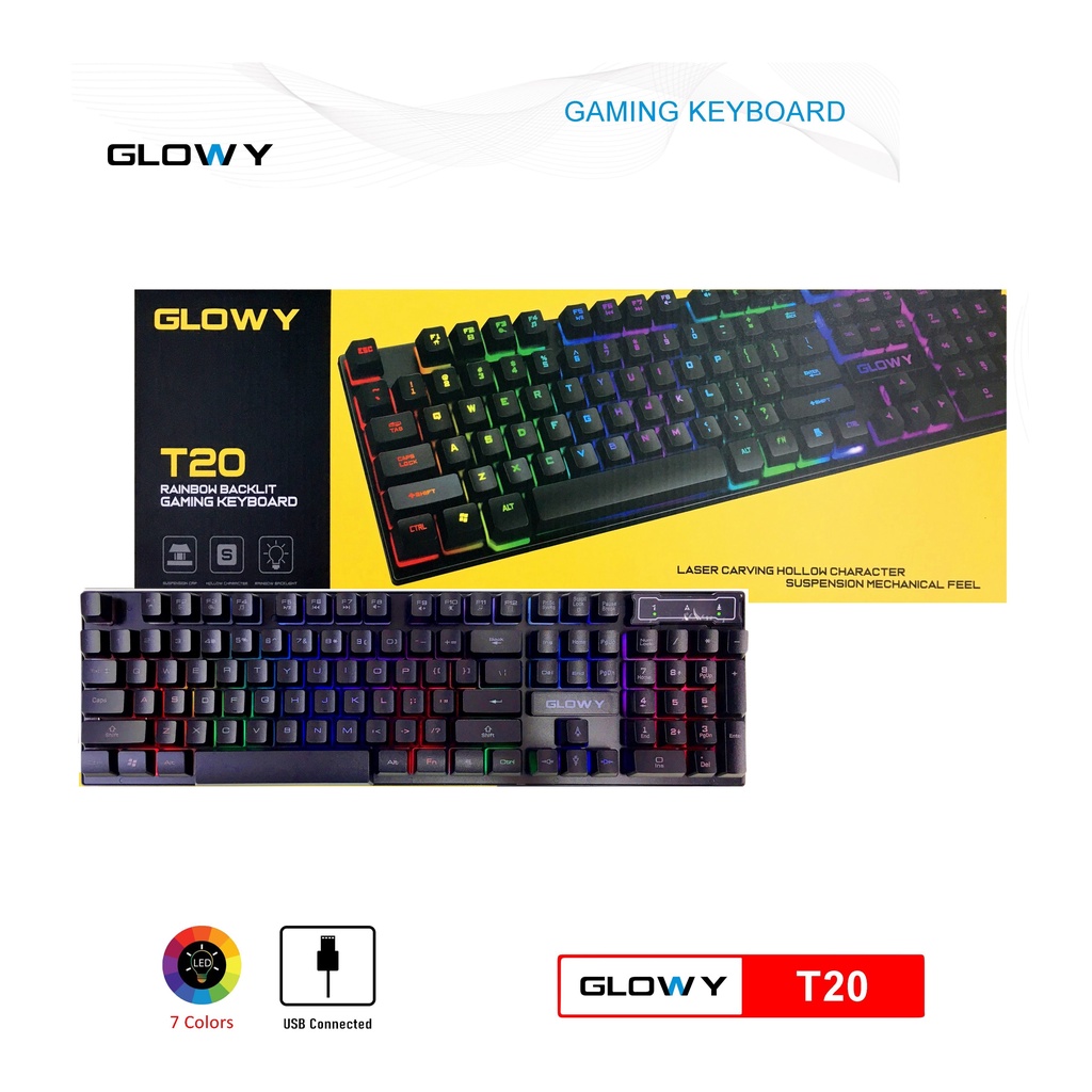 Bàn phím giả cơ gaming Glowy T20 LED RGB | Shopee Việt Nam