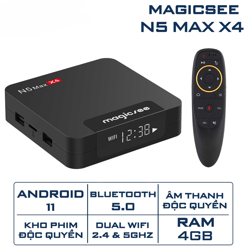 Android tivi box Magicsee N5 max X4 Chip S905X4 Android 11