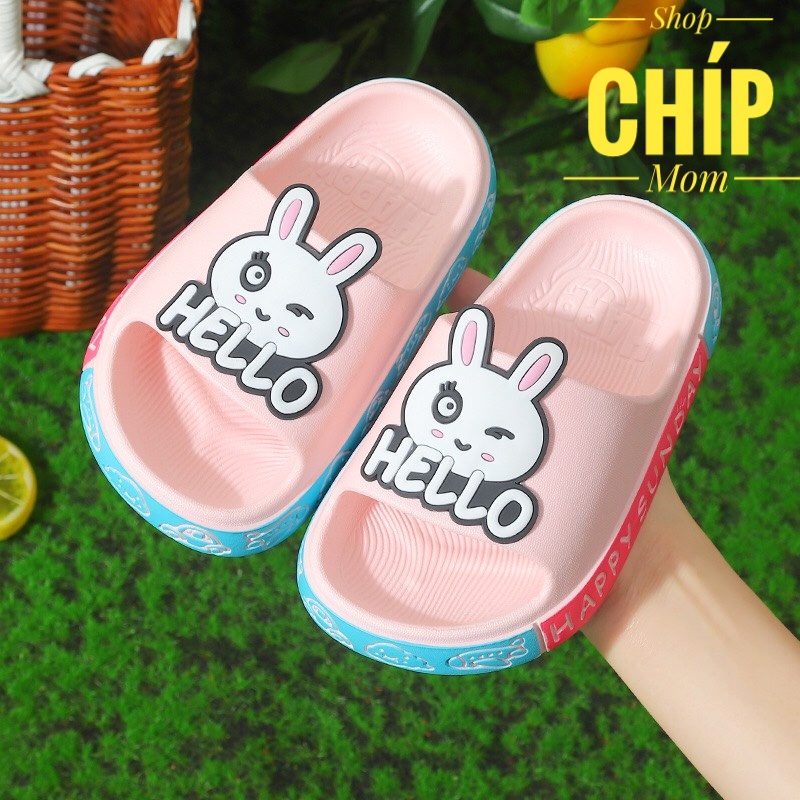 sandal bé trai dép lê cho bé gái hình gấu khùng long thỏ dễ thương đúc khuôn siêu bền chống trượt êm chân T18