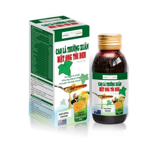 Siro ho cao lá thường xuân tỏi đen mật ong chanh đào 100ml