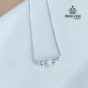 Dây Chuyền Bạc Cho Bé Gái Quả Cầu Đính Đá - Minh Canh Jewelry