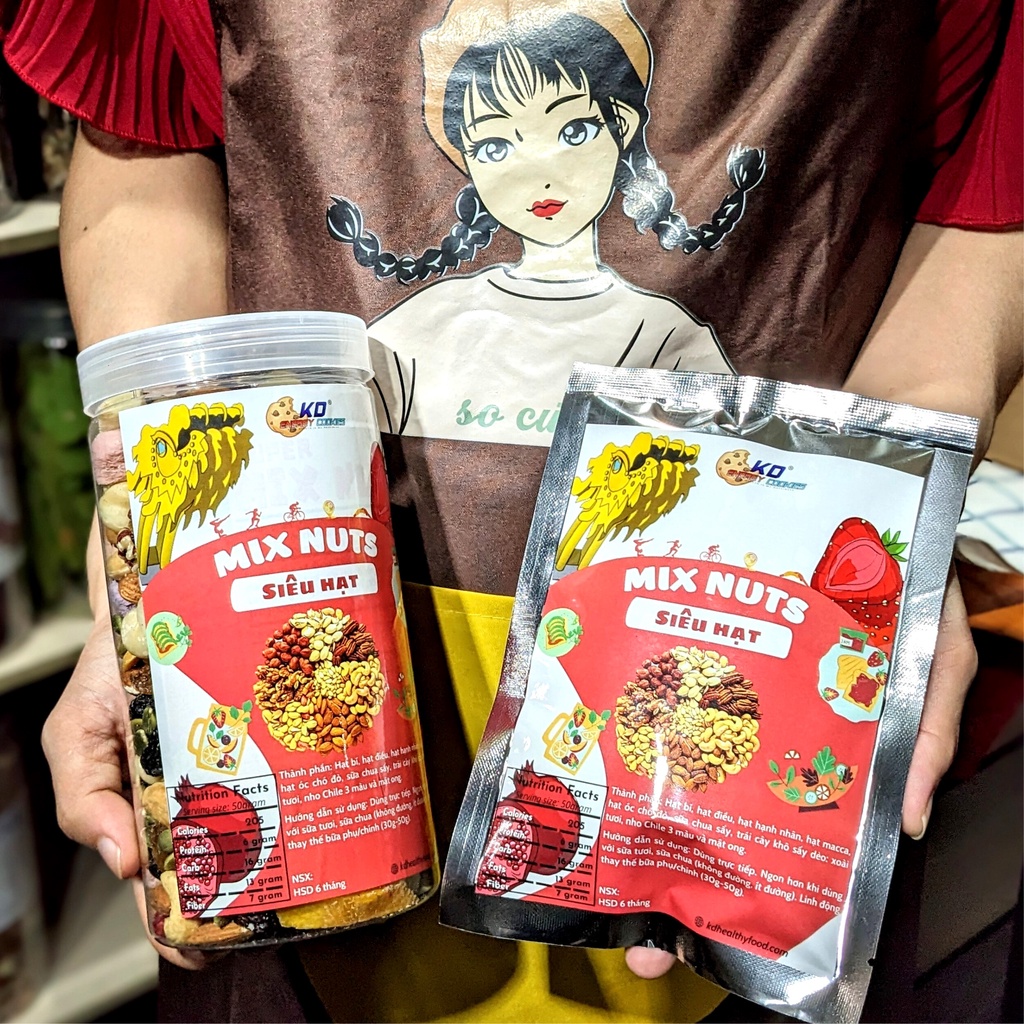 Hạt dinh dưỡng thương hiệu KD Shop mix 10 loại hạt loại 1 và trái cây sấy nhập khẩu 500g/ bịch