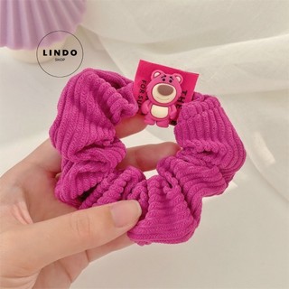 Dây Cột Tóc Gấu Dâu Hoạt Hình Xinh Xắn LINDO Bằng Cao Su Co Giãn Phong Cách Hàn Quốc Cho Nữ