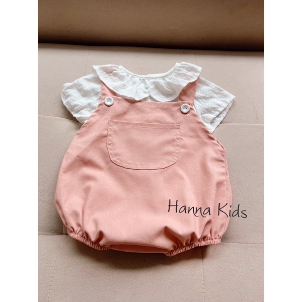Body Yếm Kèo Áo Cổ Sen Trắng Cho Bé 5-10Kg