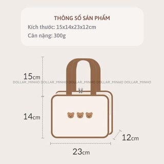 Túi giữ nhiệt ủ bình sữa cho bé họa tiết gấu vải cavans organic xuất hàn cao cấp cho mẹ và bé