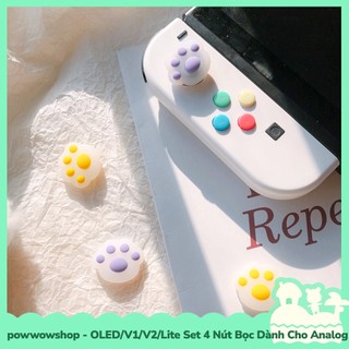 [Sẵn VN - Hỏa Tốc] Oled/V1/V2/Lite Set 4 Nút Bọc Dành Cho Analog Joycon Nintendo Switch Phong Cách Cat Paw