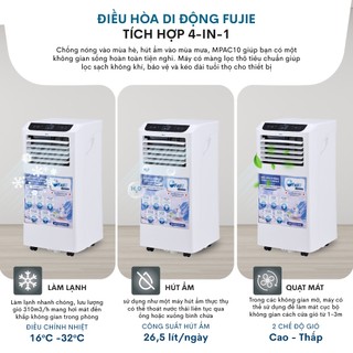 [Hỏa tốc] Máy lạnh di động nhập khẩu FUJIE Công suất 10000 - 14000BTU  - Bảo hành điện tử