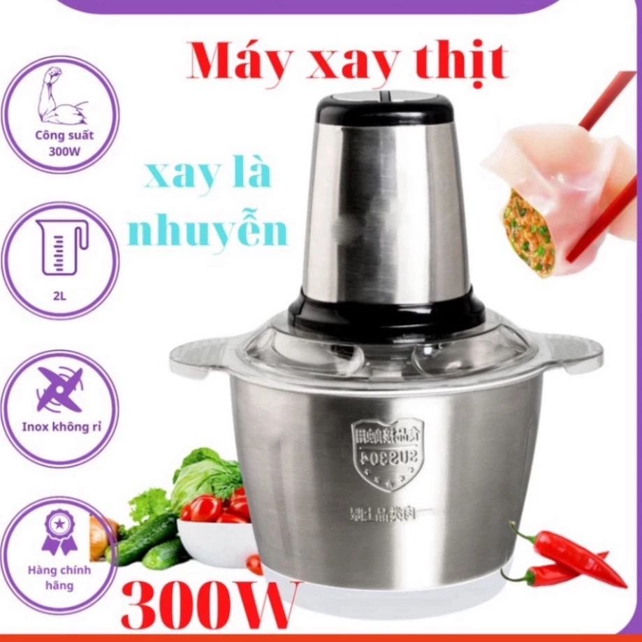 Máy xay thịt mini xay tỏi ớt xay thịt máy xay thịt đa năng xay sinh tố ngũ cốc dung tích 2L HOT New