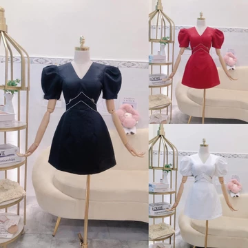 Đầm Mini Dự Tiệc Cổ V Khoét Eo Bigsize Quỳnh Anh Từ 50kg Đến 100kg (M/L/XL/XXL)(Đầm dự tiệc)(Đầm tết)(Đầm mini)