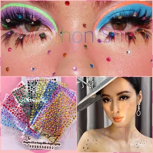 Vỉ hơn 300-450 hạt đá mini sẵn keo nhiều màu sắc dán mắt/ mặt trong makeup, biểu diễn, hoá trang