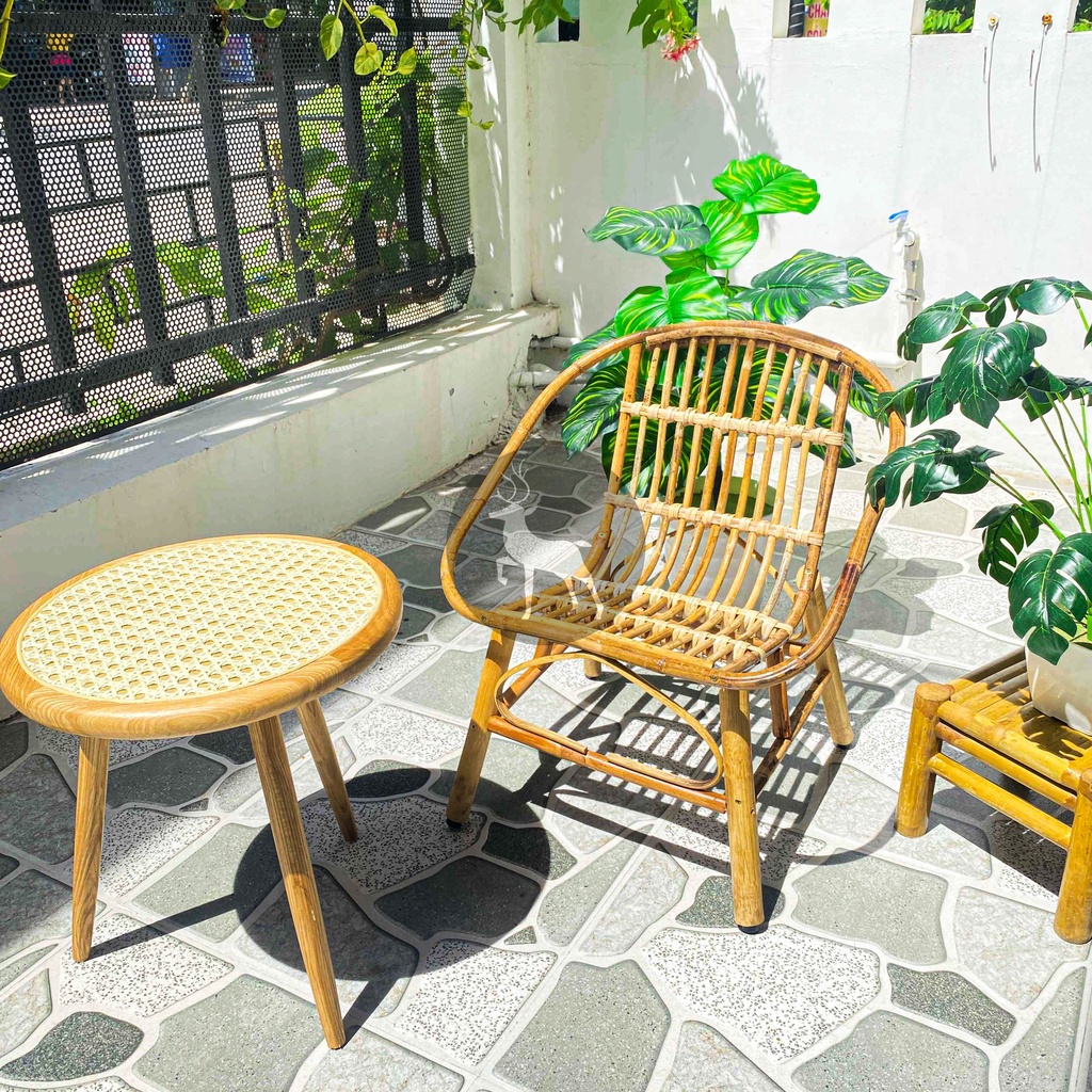 Ghế mây con sò và bàn gỗ xà cừ HOME MÂY - Sản phẩm phù hợp cho quán Cafe