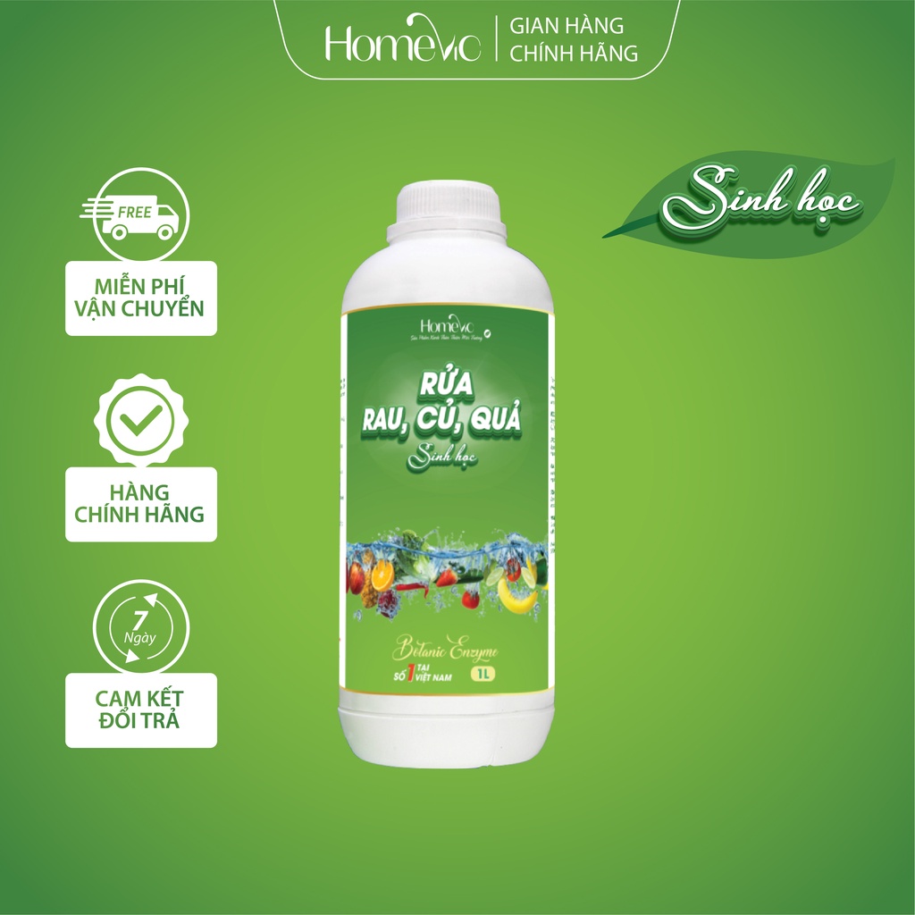 Rửa Rau Củ Quả Sinh Học Homevic 1L Loại Bỏ Thuốc Trừ Sâu, Diệt Sạch Vi ...