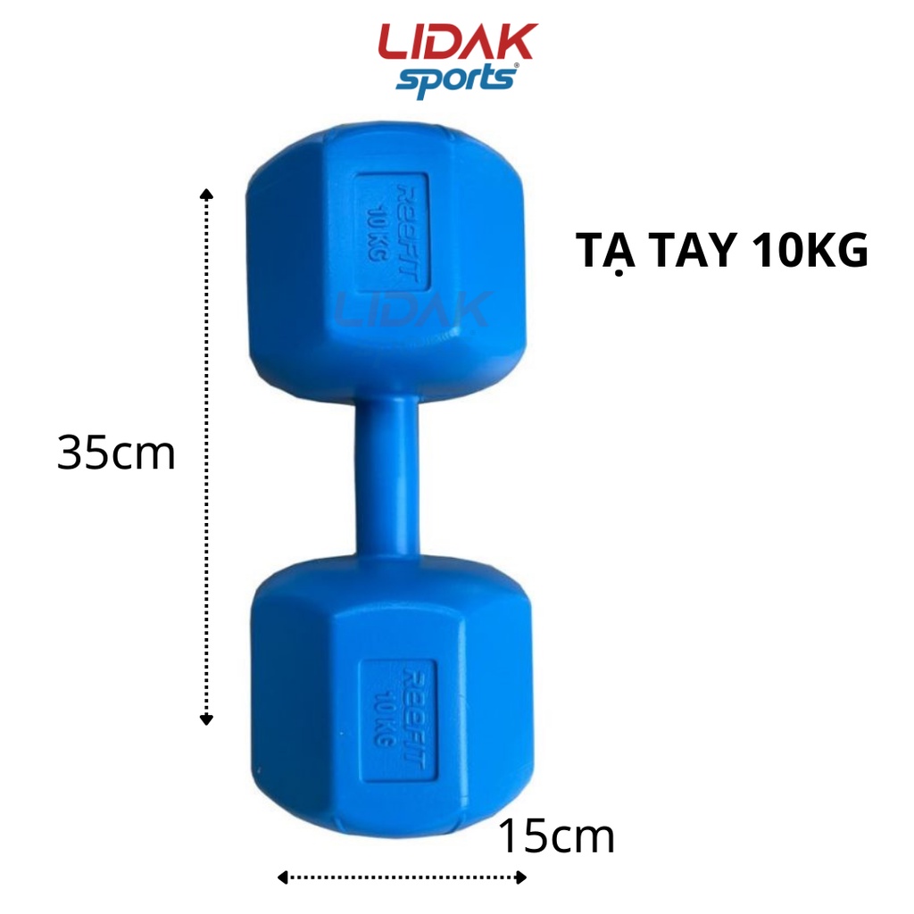 Ảnh Tạ tay 10kg LIDAK ruột tạ có lõi thép chống gãy siêu bền , tạ tập gym tại nhà 10kg bọc nhựa đúc sẵn ruột - LIDAK SPORT 2