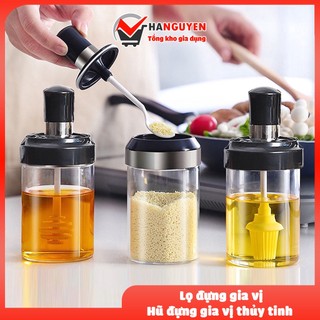 Lọ đựng gia vị thủy tinh kèm muỗng thìa cao cấp thông minh tiện dụng #A152
