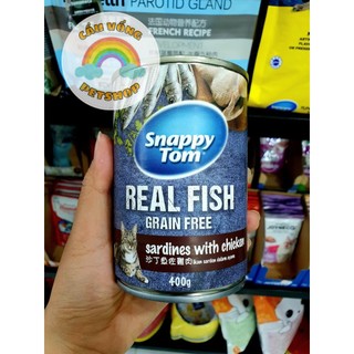 [Hỏa Tốc] Pate cá SNAPPY TOM Real Fish cho mèo - Lon 400g