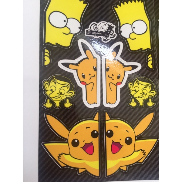 Nguyên tờ Simpson Pikachu 8 hình. Sticker chống nước, không bay màu. Trang trí mọi nơi