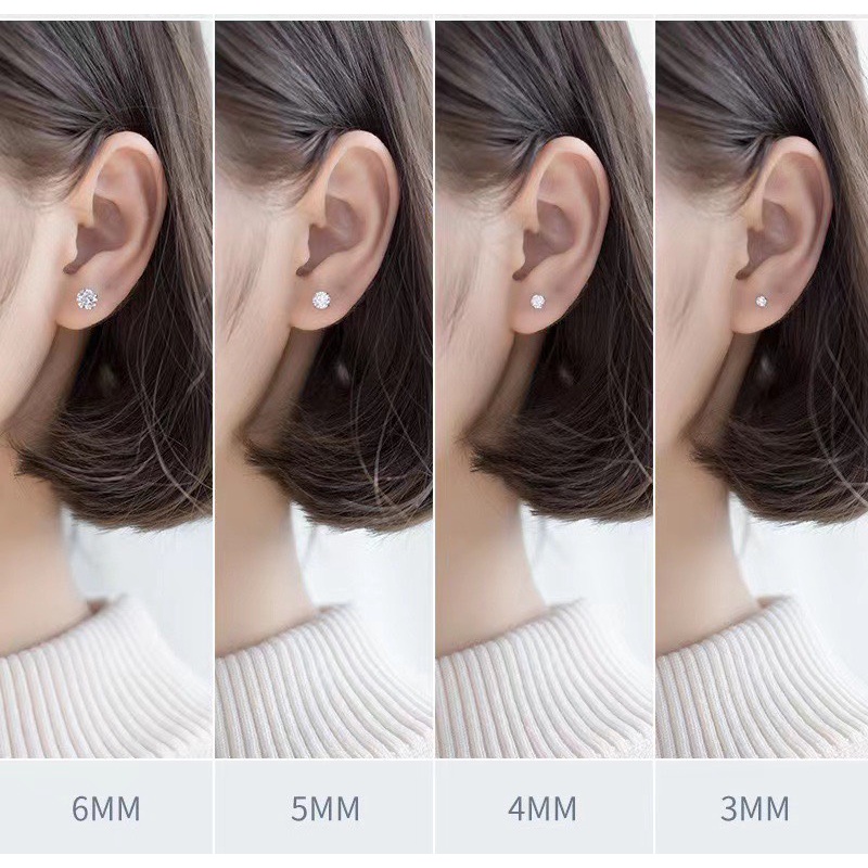 Ảnh Khuyên tai bạc nữ nụ đá tròn Miêu Bạc bông tai nam nữ chất liệu bạc 925 thời trang phụ kiện trang sức B000145 1