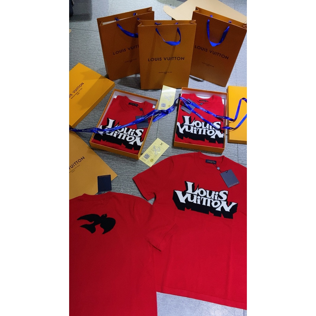 Louis Vuitton Red Logo & Dove T-Shirt