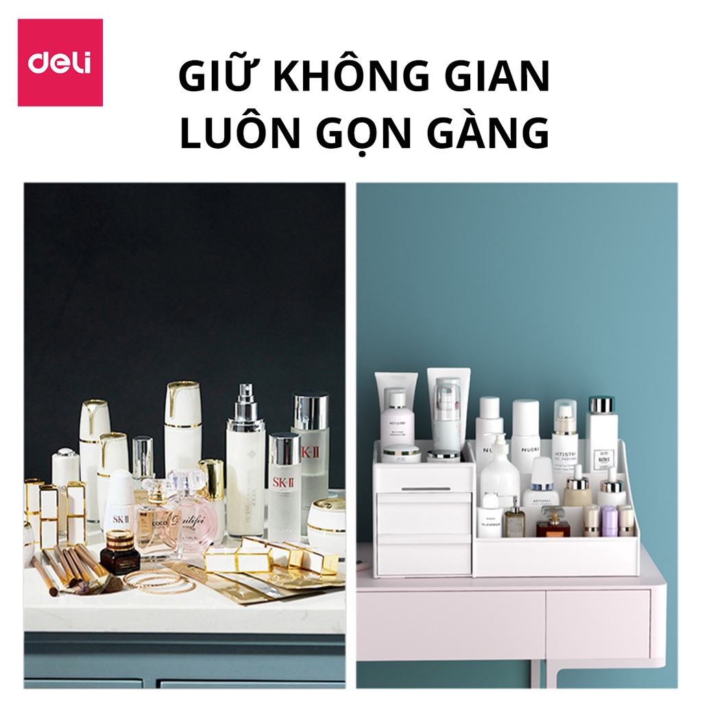 Kệ Đựng Mỹ Phẩm Nhựa Dày Nhiều Tầng Để Bàn Deli, Khay Đựng Đồ Trang Điểm Đa Năng Có Hộp Ngăn Kéo Tiện Lợi