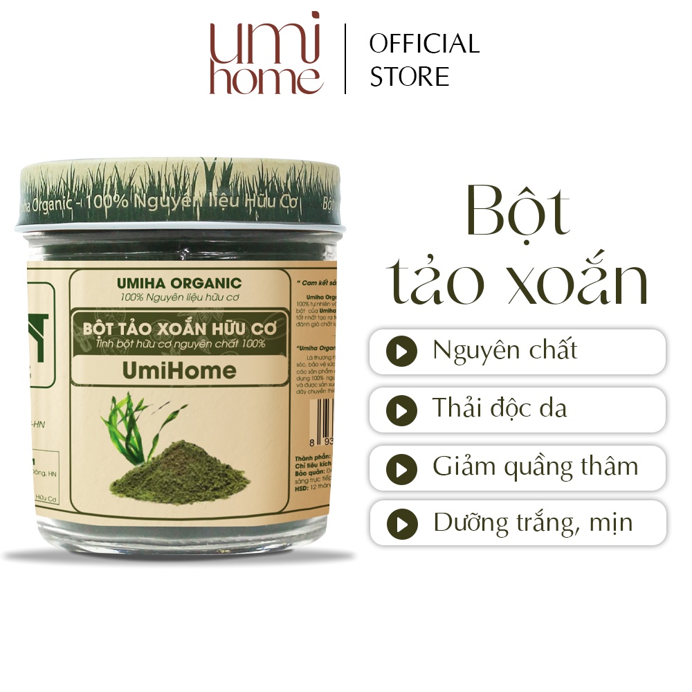 Ảnh Bột Tảo Xoắn nguyên chất UMIHOME 135g đắp mặt nạ và uống loại bỏ mụn thâm, chống lão hóa da hiệu quả 1