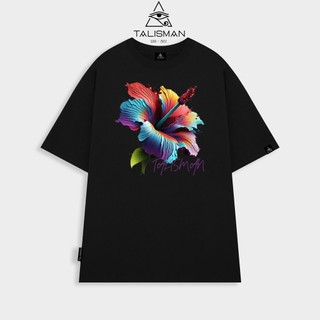 Áo thun đen, Áo thun TALISMAN T05 hibiscus flower 100% cotton