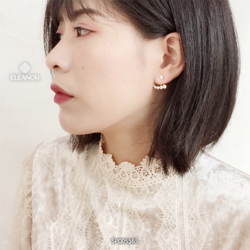 Bông tai chuôi bạc 925 Eleanor Accessories đính đá khuyên tai nữ phụ kiện trang sức 5565