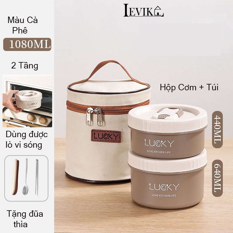 Ảnh Hộp đựng cơm giữ nhiệt LEVIKA ,Hộp cơm trưa văn phòng cách nhiệt bằng thép không gỉ 304.HC09 3