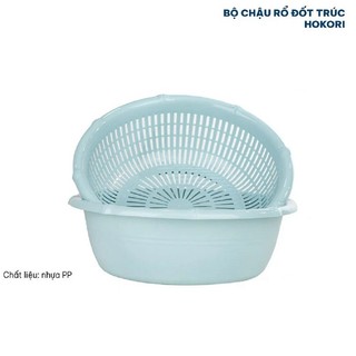 Bộ rổ kèm chậu hứng nước rửa rau củ đựng hoa quả trái cây 2 lớp siêu cứng siêu bền