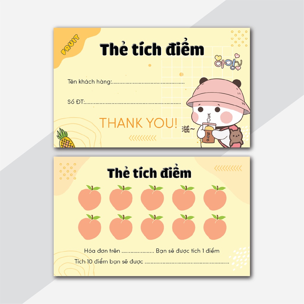 THẺ TÍCH ĐIỂM TRÁI CÂY - ĐỒ UỐNG -CARD TÍCH ĐIỂM MUA HÀNG GIÁ RẺ (HÀNG CÓ SẴN)