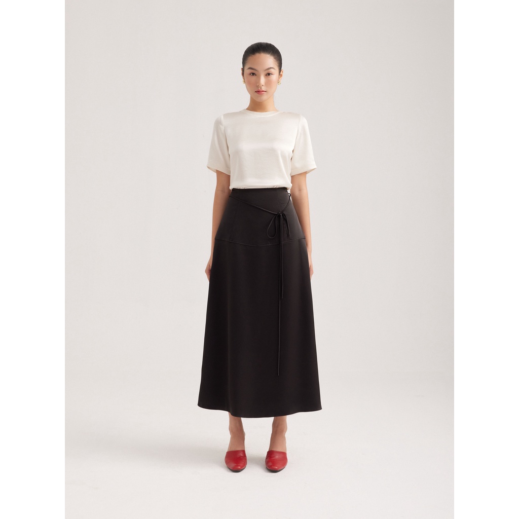 Chân váy lụa thắt nơ Mauve Bow Tie skirt