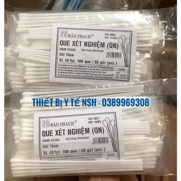 ❤️[GÓI 100 QUE] Que gòn Bông gòn tiệt trùng Bảo thạch,Que bông gòn xét nghiệm thí nghiẹm Bảo Thạch gói 100 que