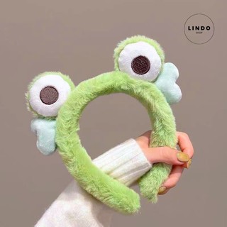 [Quà tặng dễ thương] Bờm tóc - Cài Tóc Ếch Xanh LINDO Xinh Xắn, Dễ Thương, Phủ Lông Nhung Mềm Mại