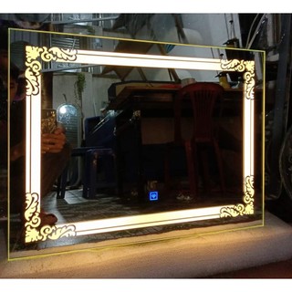 Gương LED Chữ Nhật Cảm Ứng Treo Tường -Gương LED Hoa Văn [45x60, 50x70, 60x80cm]