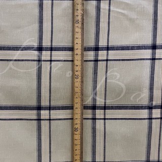 Vải Xô Linen 2 Da(2 Lớp) Nâu Kem In Sọc Ô Caro Bản To Mềm Rũ Khổ 1m50