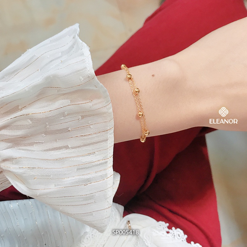Vòng tay nữ layer titan Eleanor Accessories phối bi vàng phụ kiện trang sức lắc tay basic 5418