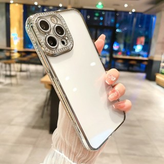 Ốp Meiruyi dẻo mềm đính đá bảo vệ camera nhũ lấp lánh dành cho iphone 13promax 14pro 14promax