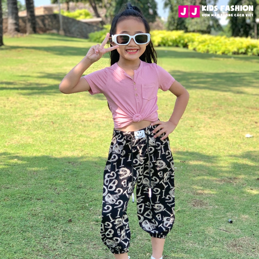 Quần Jogger Bé Gái Thun Dài Bo Ống – Phong Cách Hip Hop Năng Động | JJ Kids Fashion