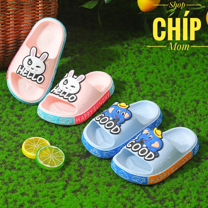 sandal bé trai dép lê cho bé gái hình gấu khùng long thỏ dễ thương đúc khuôn siêu bền chống trượt êm chân T18