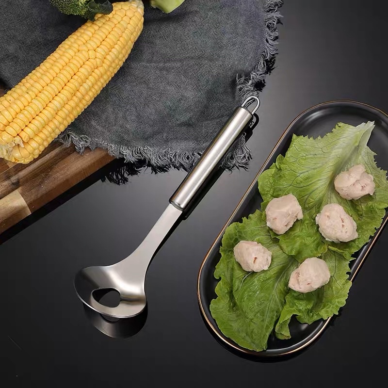 Thìa nặn thịt viên, cá viên, làm mọc inox 304 tiện dụng có móc