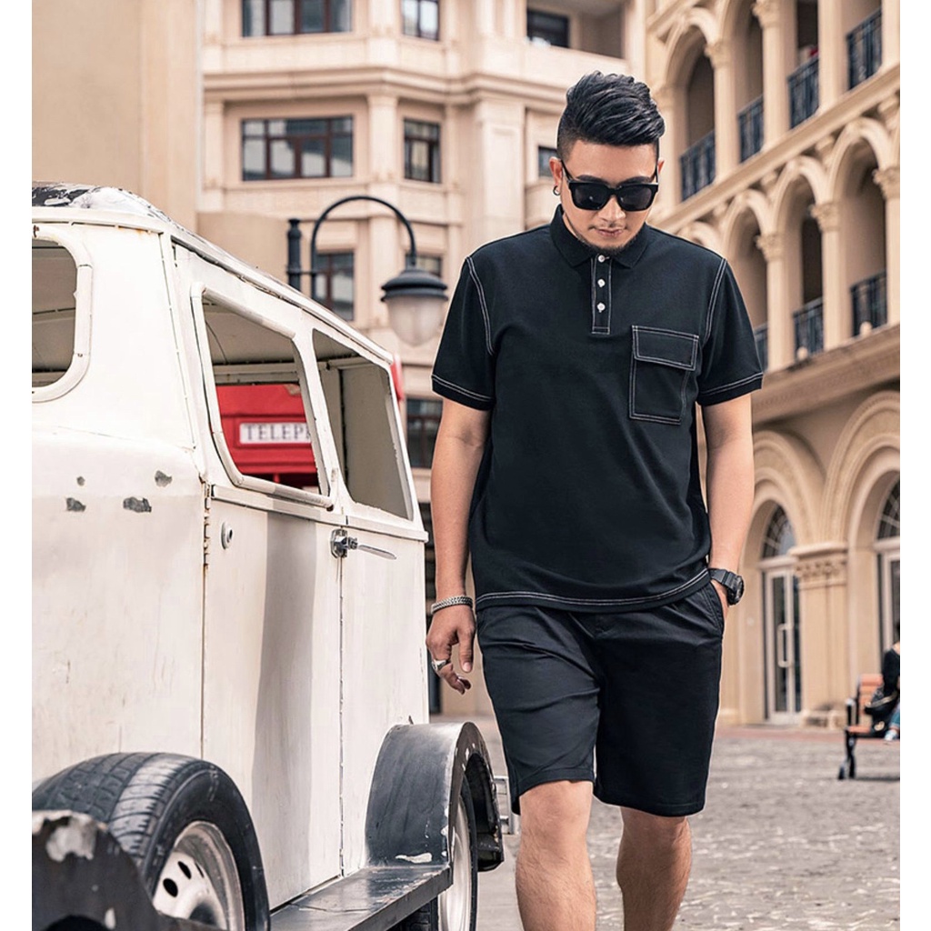 Áo polo nam bigsize 80-120Kg cổ bẻ có túi, viền chỉ viền cotton xuất xịn, form cá sấu, chống nhăn