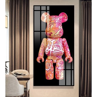 Tranh Treo Tường Bearbrick Nghệ Thuật - Tranh Laminate Tráng Gương (50x100cm)