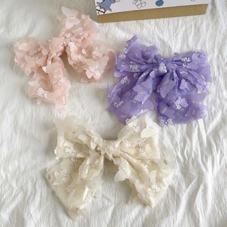 🎀 𝑭𝑹𝑬𝑬𝑺𝑯𝑰𝑷 🎀 Kẹp Tóc Hình Nơ Phối Lưới Cỡ Lớn Phong Cách Hàn Quốc Tinh Tế Thời Trang Hot Trend