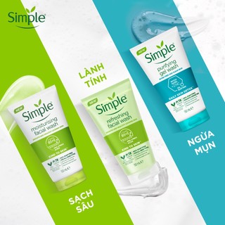 Sữa Rửa Mặt Simple Kind To Skin Moisturising Facial Wash và  Refreshing Facial Wash – 150ml