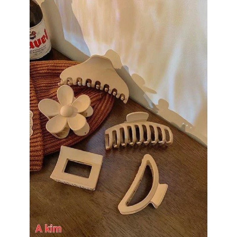 Kẹp tóc cỡ lớn phong cách Hàn Quốc, SET 5 kẹp tóc càng cua hình quạt đẹp và tiện lợi
