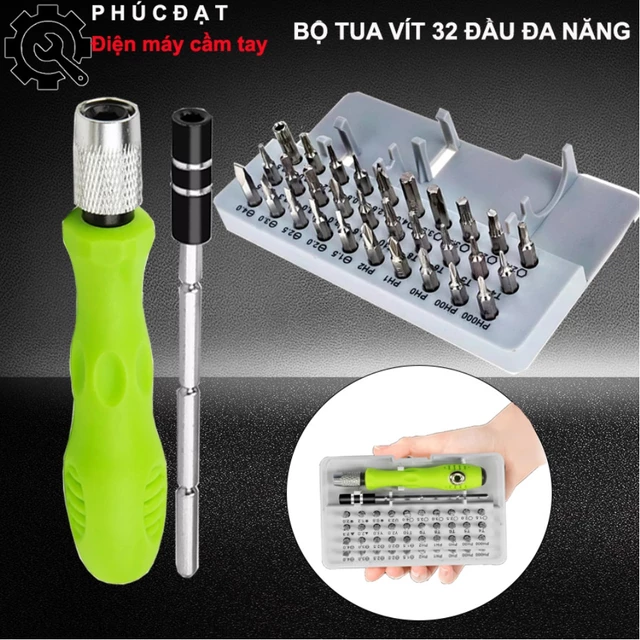 Trục Tua Vít Sửa Đồ Điện Gia Đình Gồm 32 Đầu Vít Bộ Tua Vít 32 Món Mở Mọi Loại Vít Kể Cả Bị Toét Đầu Bộ tua vít đa năng