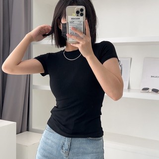 Áo Thun Baby Tee Nữ Tay Ngắn Ôm Body Cổ Tròn Dáng Dài Chất Thun Gân Co Giãn Mềm Mát TN01 RYSO STORE