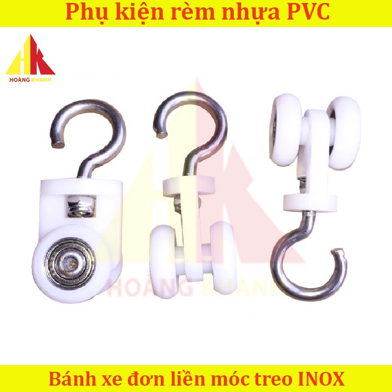 Bánh xe đơn liền móc treo INOX Hoangkhanh, Bánh xe rèm nhựa PVC xoay ...