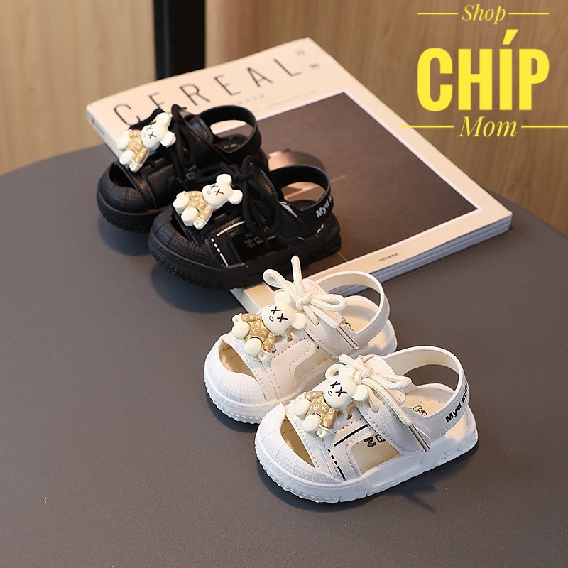 sandal be trai dép quai hậu tập đi cho bé gái có chống vấp bảo về chân dây buộc kiểu dáng thể thao hình gấu 1205