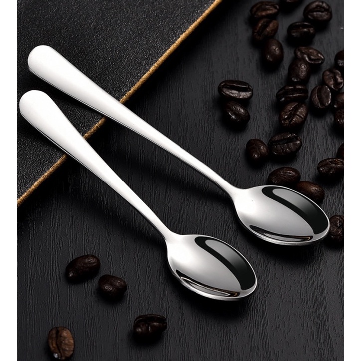 Muỗng cà phê đen nóng cà phê sữa nóng inox 304 loại nhỏ 11.5cm (5 cái)
